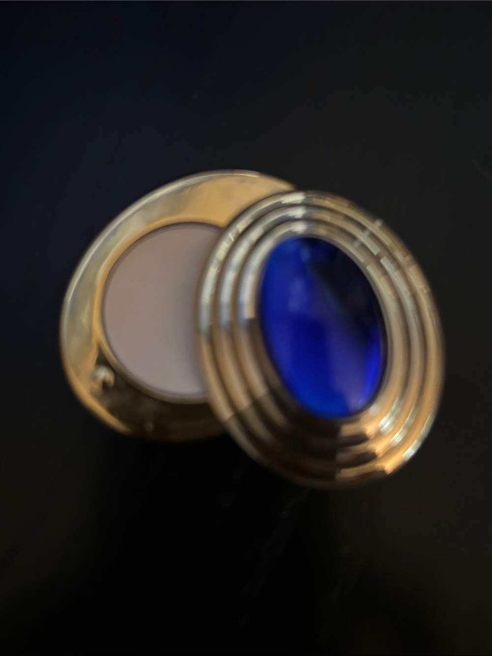 Boucheron Solid Perfume in Gold Compact with Blue Gem Accent